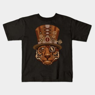 Steampunk Animal Tiger Vintage Art Kids T-Shirt